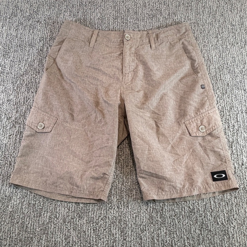Oakley‎ Board Shorts Mens 32 Brown Heathered Hybrid Outdoor Casual 10in Inseam
